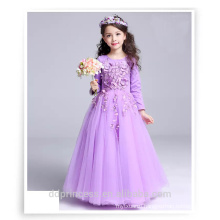 High quality Violet Elegant girls Princess Long sleeveless Wedding dresses Ball Gown dress Appliques Purple Tulle party dresses